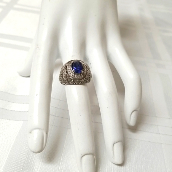 BELLA LUCE TANZANITE & DIAMOND SIMULANTS, Sz 6 in 925 SS EUC - Picture 3 of 6